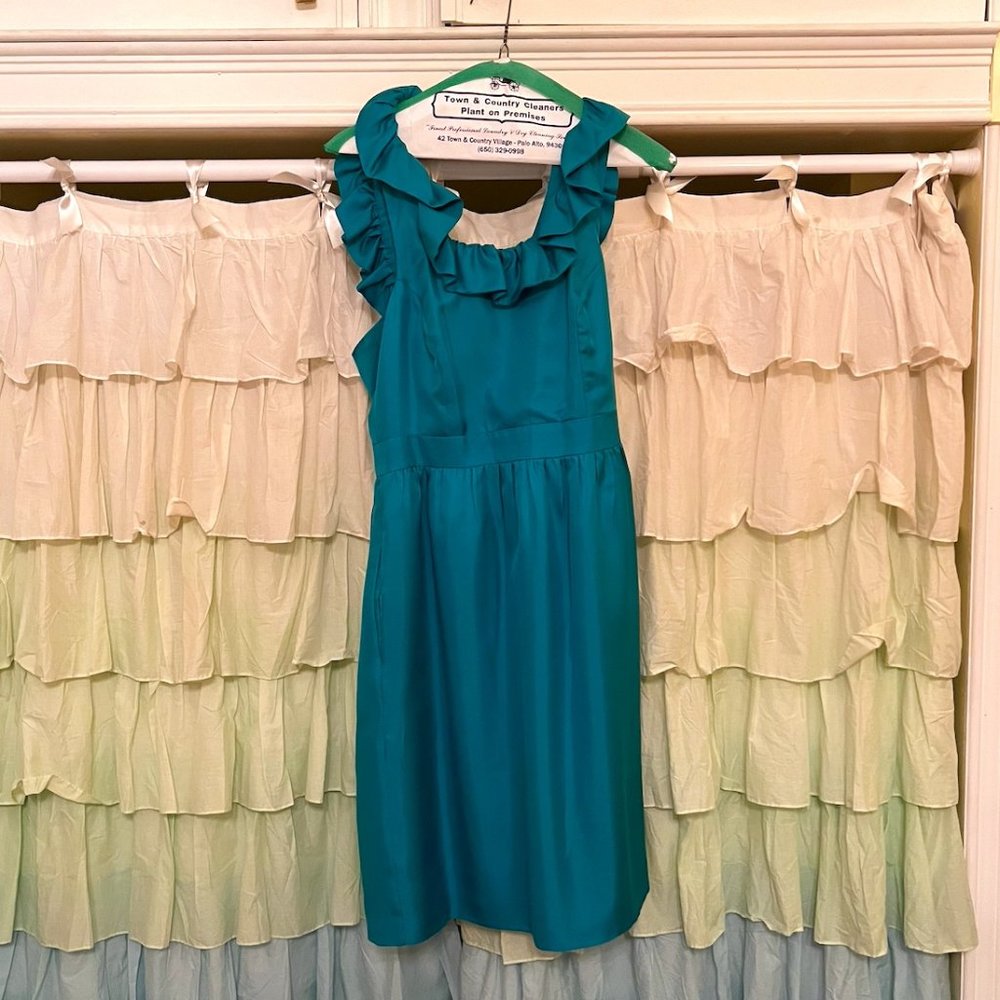 Turquoise silk cocktail dress